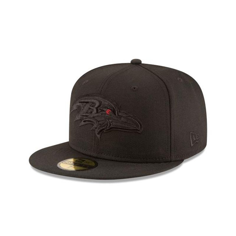 NFL Baltimore Ravens Black On Black 59Fifty Fitted (KZC9644) - Black New Era Caps